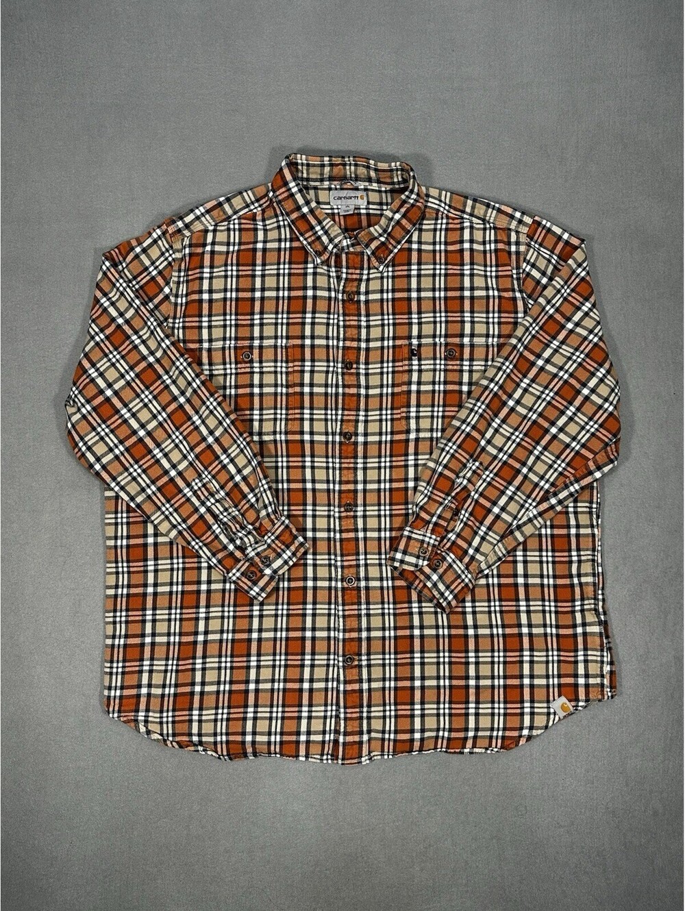 Carhartt Mens 2XL Plaid Flannel Shirt Relaxed Fit Button Up Workwear